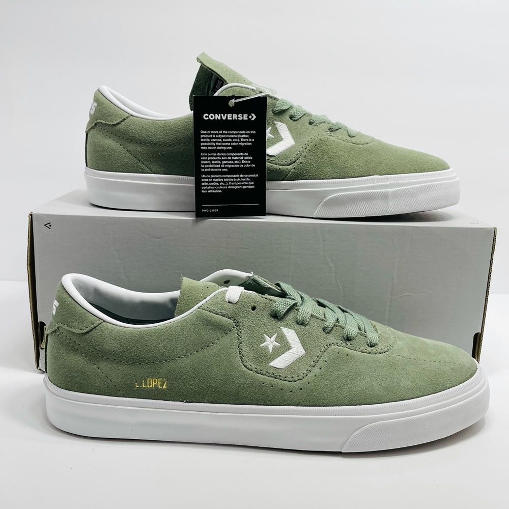 Converse Ctas Low Top Louie Lopez Pro Jade Stone Green White Suede NEW